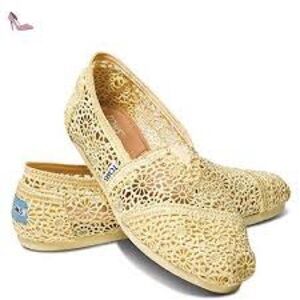 Toms Yellow Espadrilles with Crochet Design